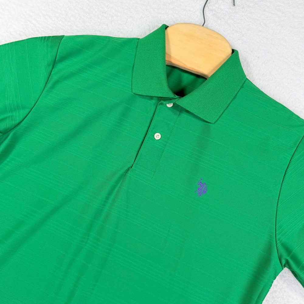 US Polo‎ Assn Golf Mens M Green Polo Shirt Short Sleeve St Patrick's Day Irish